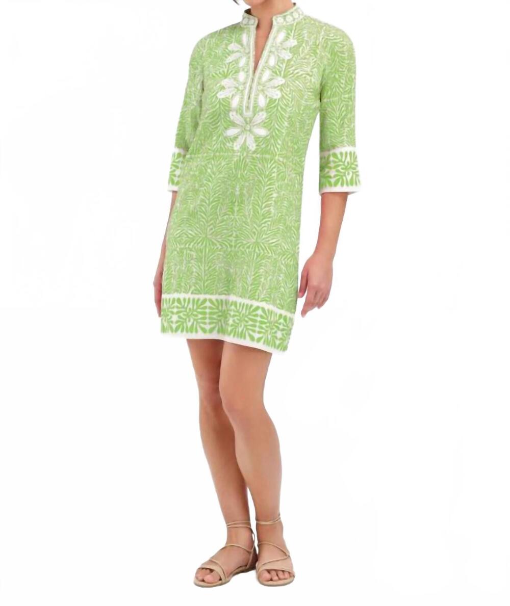 NEW BELLA TU bennett 3/4 sleeve tunic dress in lime green
